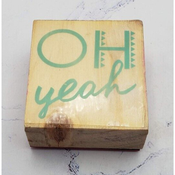 Oh Yeah Script Wood Mounted Rubber Stamp - Picture 1 of 7